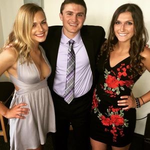 Black dress with red roses